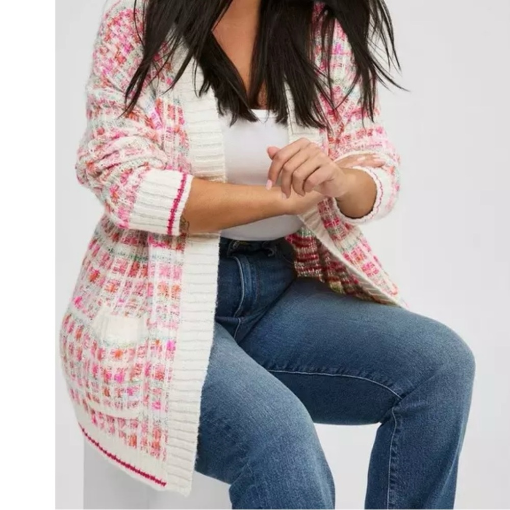 Torrid Drop Shoulder Multi Colored Cardigan- Size 3 - Picture 2 of 10